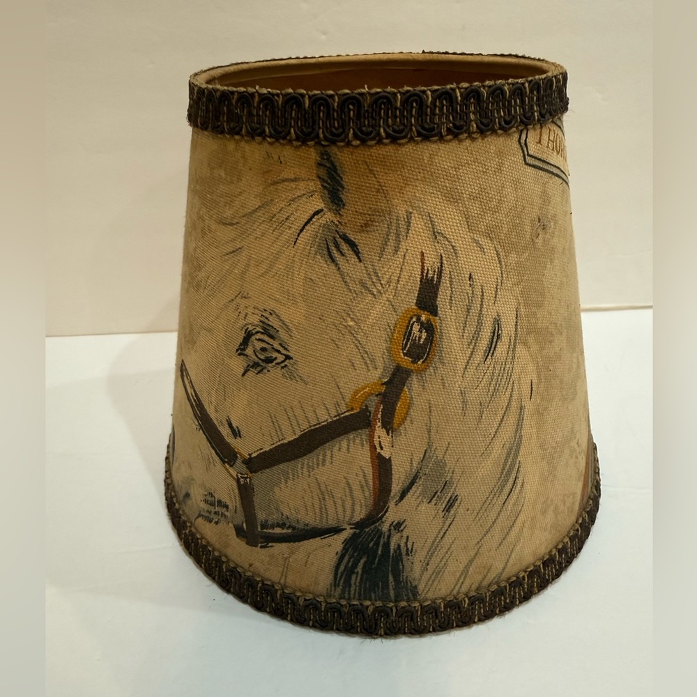 Lamp Shade With Horses Small Thoroughbred Shire Fabic Coated Plastic 7 In Tall